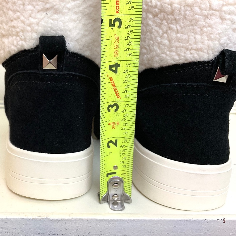 MARC FISHER Daire Black Suede Lace Up Faux Fur Sherpa High Top Sneaker sz 10M - Picture 15 of 16